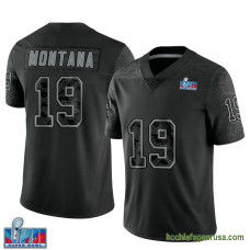 Youth Kansas City Chiefs Joe Montana Black Game Reflective Super Bowl Lvii Patch Kcc216 Jersey C2150